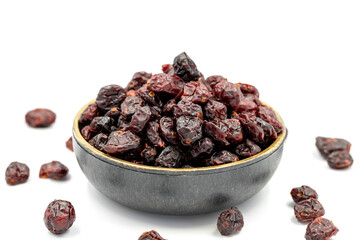 Dried blueberry on a white background. Healthy and fresh.nuts. Close-up.