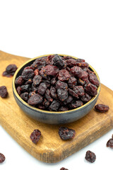 Dried blueberry on a white background. Healthy and fresh.nuts. Close-up.
