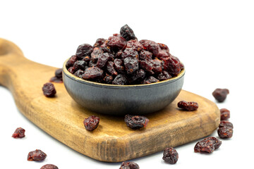 Dried blueberry on a white background. Healthy and fresh.nuts. Close-up.