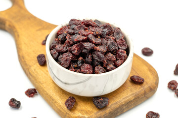 Dried blueberry on a white background. Healthy and fresh.nuts. Close-up.