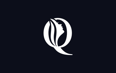 Purple beauty spa and hair logo and symbol design vector with the letter and alphabet Q