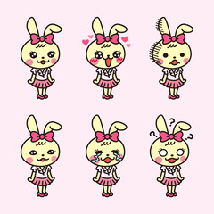 Cute rabbit illustration set - vector