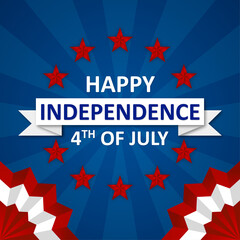 happy independence day 4th of july with red stars social media instagram post template