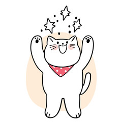 Cartoon cute cat and star vector.