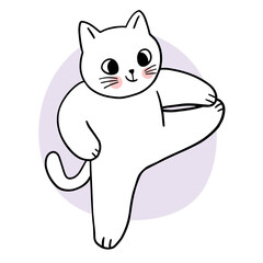 Cartoon cute cat and exercise vector.