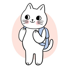 Cartoon cute cat and bag vector.