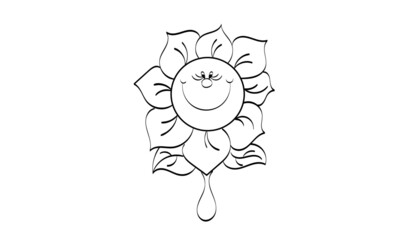 Black silhouettes, flowers and herbs isolated on white background. Hand drawn sketch flower