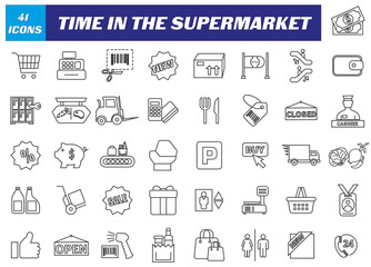 Supermarket and shop icons. Market vector graphic.