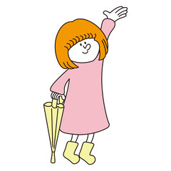 レインコートを着ている女の子のイラスト素材