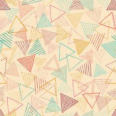 Fun and colorful seamless pattern with hand drawn triangles, great for wrapping, textiles, banners, wallpapers - vector surface design