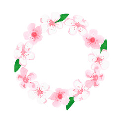 Fototapeta na wymiar Sakura wreath. Watercolor illustration. Isolated on a white background.For design