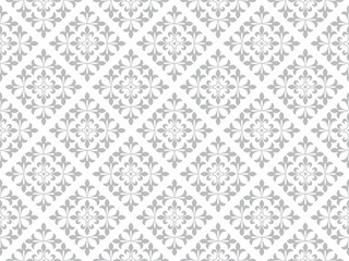 Flower geometric pattern. Seamless vector background. White and gray ornament.