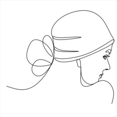 Surreal Faces Continuous line, drawing of set faces and hairstyle, fashion concept, woman beauty minimalist, vector illustration pretty sexy. Contemporary portrait
