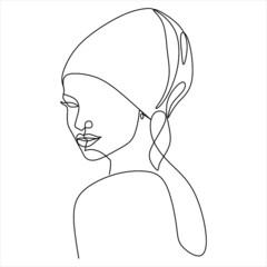 Surreal Faces Continuous line, drawing of set faces and hairstyle, fashion concept, woman beauty minimalist, vector illustration pretty sexy. Contemporary portrait

