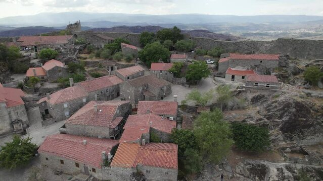 Aerial view of historical Portuguese fortress of Sortelha, Portugal
