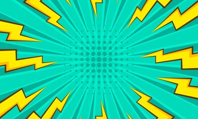Comic cartoon background with thunder flash