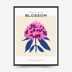 Abstract floral posters template. Modern trendy Matisse minimal style.