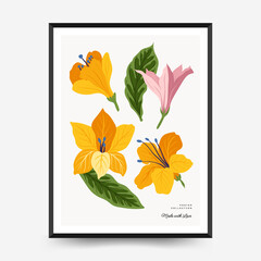 Abstract floral posters template. Modern trendy Matisse minimal style.