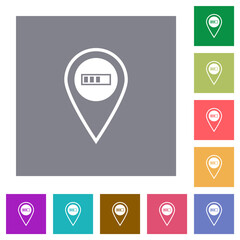 GPS location processing square flat icons