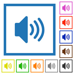Volume solid flat color icons with quadrant frames