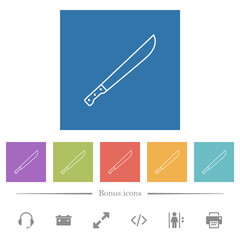 Machete flat white icons in square backgrounds
