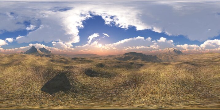 landscape, environment map ,HDRI High resolution map. Round panorama, spherical panorama, equidistant projection, land under heaven, 3d rendering