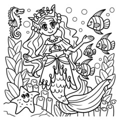 Mermaid Princess Coloring Page for Kids