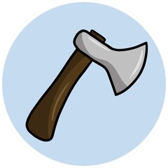 Heavy metal axe, a tool for chopping wood, repair and construction. Vector illustration