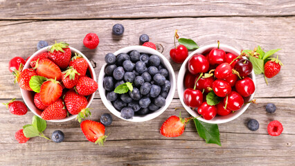 berry fruit ( blueberry,  strawberry and cherry fruit)