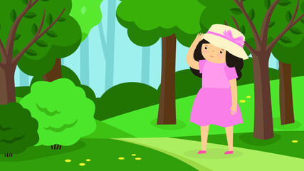girl walking in the forest