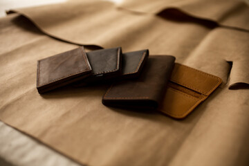handmade craft leather wallet production