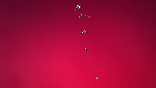 Flying of Pomegranate in Fuchsia Background in Slow Motion
