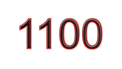 red 1100 number 3d effect white background