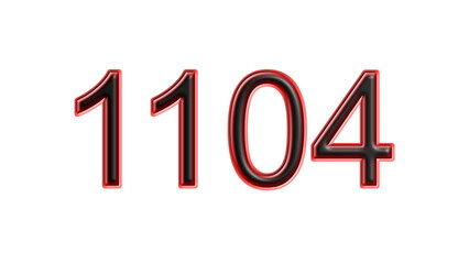 red 1104 number 3d effect white background