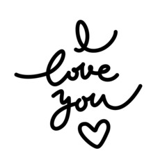 I love you lettering beautifully written. For a card with love and a heart
