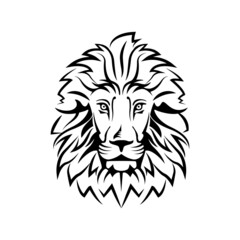 Fototapeta na wymiar Lion icon outline symbol. Lion logo. Tattoo drawing muzzle of a lion