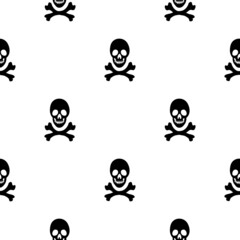 Black skeletons in various poses pattern. Halloween design. Perfect for fall, holidays, fabric, textile. Seamless repeat swatch.