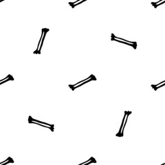 Black skeletons in various poses pattern. Halloween design. Perfect for fall, holidays, fabric, textile. Seamless repeat swatch.