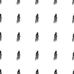 Black skeletons in various poses pattern. Halloween design. Perfect for fall, holidays, fabric, textile. Seamless repeat swatch.