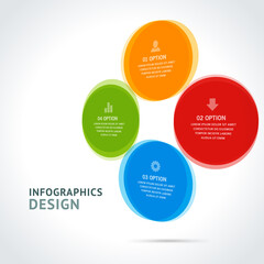 Circle business flowchart template marketing strategy plan infographics scheme realistic vector illustration. Rounded information geometric chips work process visualization digital data options menu