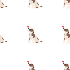 Cute dogs Jack Russell Terrier. Fanny animals . Vector hand drawn seamless pattern. Perfect for baby, kids apparel, print design, textile. White background.