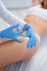 Picture of lipolysis treatment on different parts of woman body