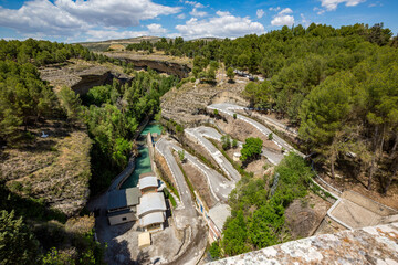 Fototapeta na wymiar Bermejales, Arenas del Rey, Granada, Andalusia, Spain. Sunny spring day travel perspective, view from the road.