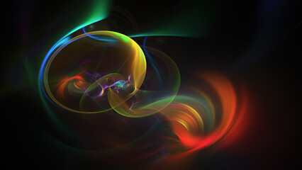 Abstract colorful rainbow fiery shapes. Fantasy light background. Digital fractal art. 3d rendering.