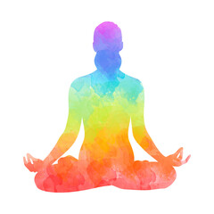 Lotus yoga pose, watercolor illustration isolated
