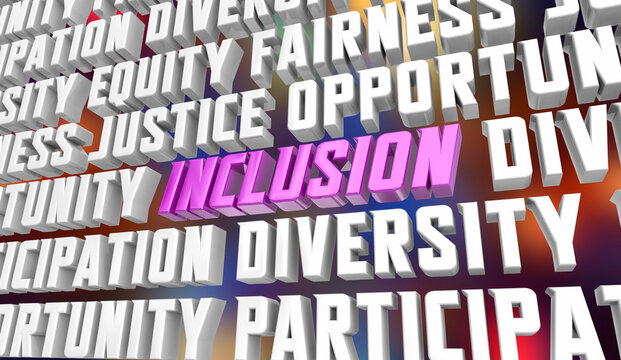 Inclusion Diversity Equity Representation Words DEI 3d Illustration