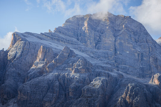 the tofane group: one of the most famous and spectacular mountains in the dolomites, near the town of Cortina d'Ampezzo - October 2021.