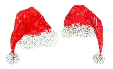 Santa hat, Christmas illustration isolated.