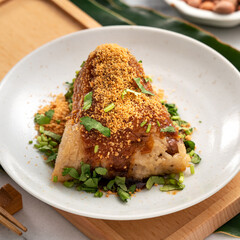 Vegetable zongzi. Vegetarian rice dumpling for Duanwu Dragon Boat Festival food.