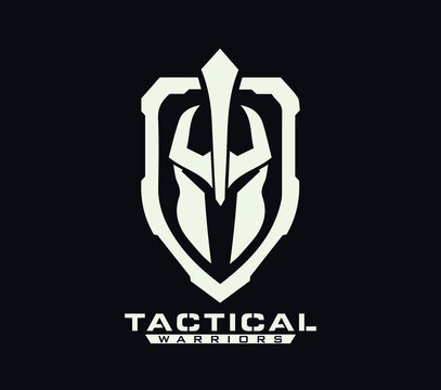 spartan shield white logo icon designs vector illustration